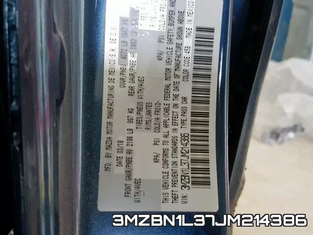 3MZBN1L37JM214386 фото 2