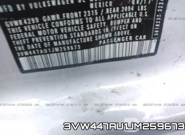 3VW447AU1JM259673 фото 10