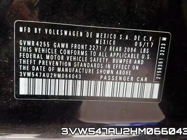 3VW547AU2HM066043 фото 2