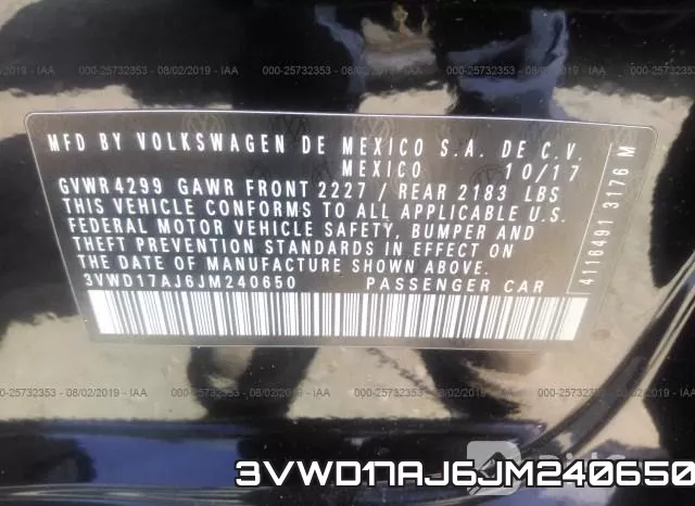 3VWD17AJ6JM240650 фото 10