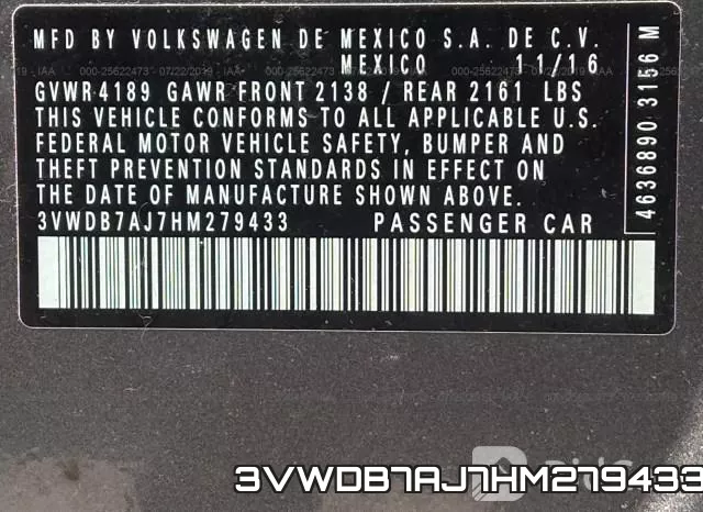 3VWDB7AJ7HM279433 фото 10