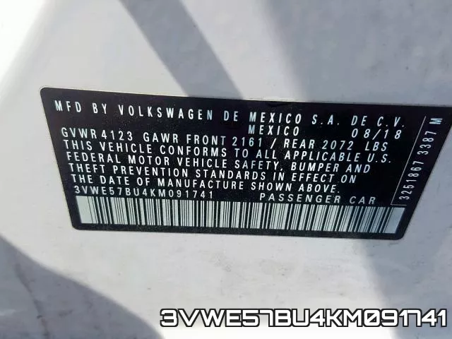 3VWE57BU4KM091741 фото 2