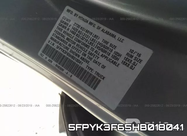 5FPYK3F65HB018041 фото 10
