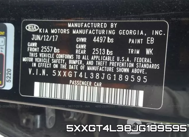 5XXGT4L38JG189595 фото 10