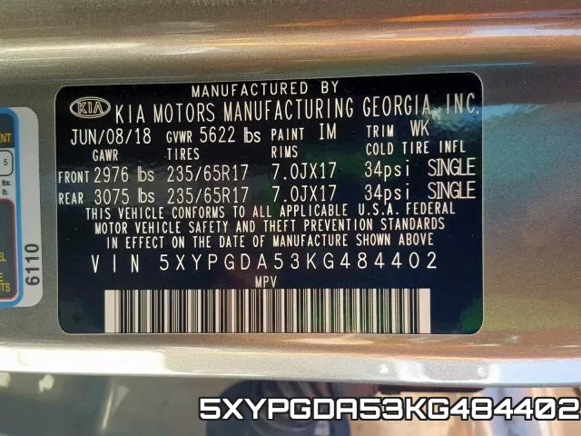 5XYPGDA53KG484402 фото 2