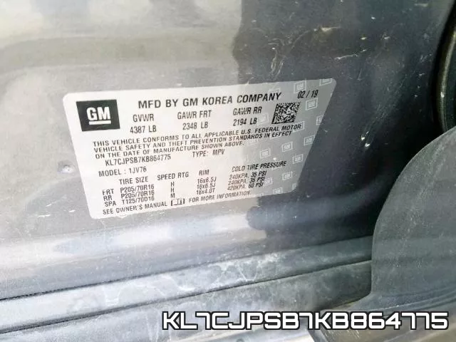 KL7CJPSB7KB864775 фото 2