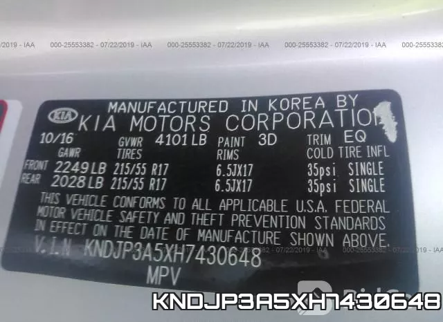 KNDJP3A5XH7430648 фото 10