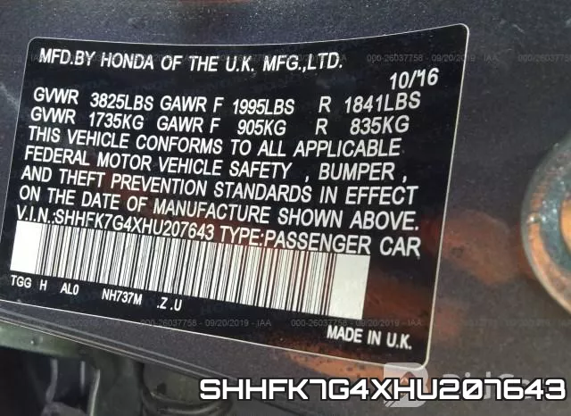 SHHFK7G4XHU207643 фото 10