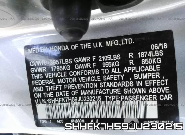 SHHFK7H59JU230215 фото 10