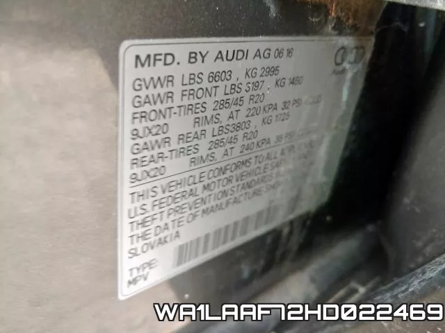 WA1LAAF72HD022469 фото 2