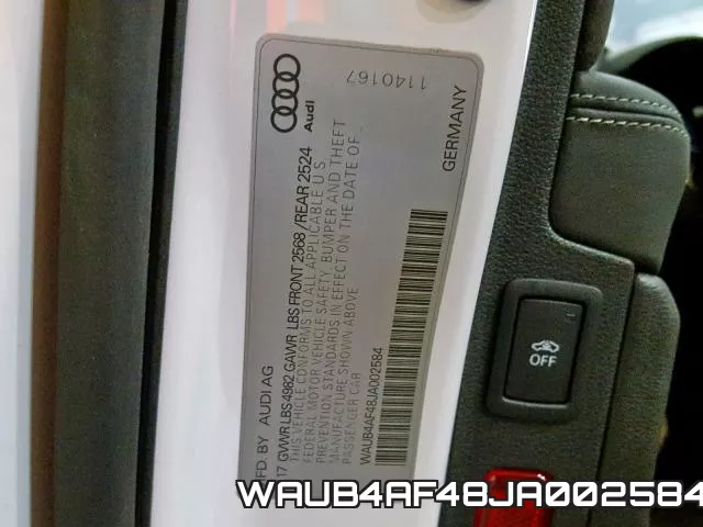 WAUB4AF48JA002584 фото 2