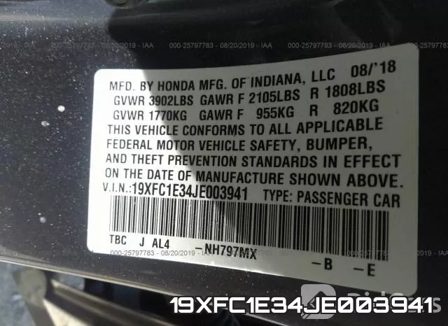 19XFC1E34JE003941 фото 10
