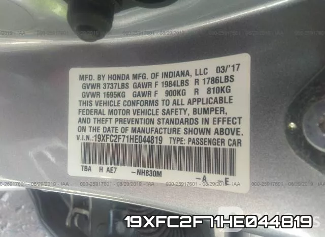 19XFC2F71HE044819 фото 10