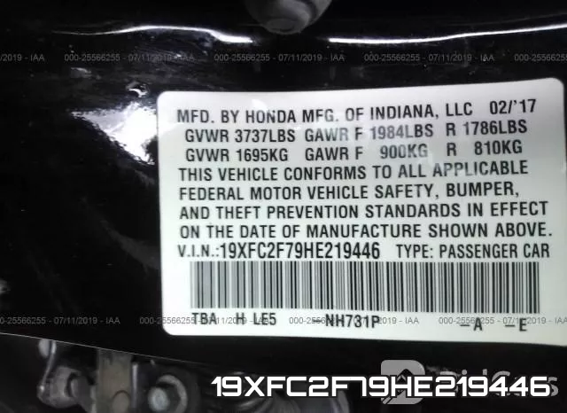 19XFC2F79HE219446 фото 10