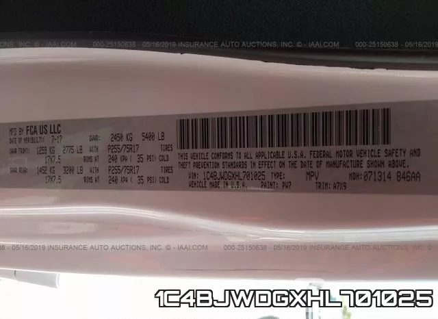 1C4BJWDGXHL701025 фото 10