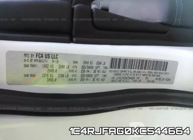 1C4RJFAG0KC544664 фото 10