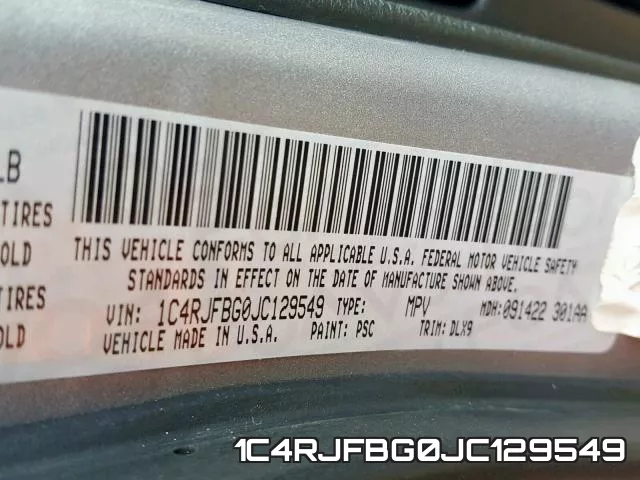 1C4RJFBG0JC129549 фото 2