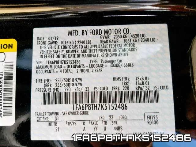 1FA6P8TH7K5152486 фото 2