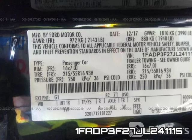 1FADP3F27JL241115 фото 10