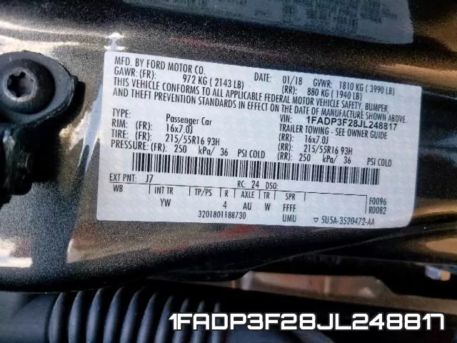 1FADP3F28JL248817 фото 2