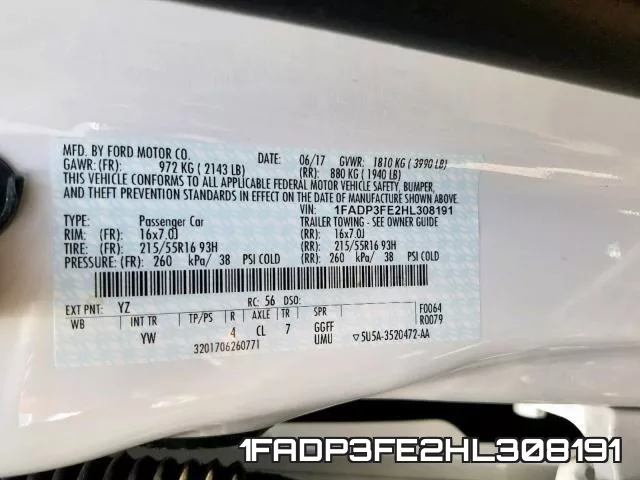 1FADP3FE2HL308191 фото 2