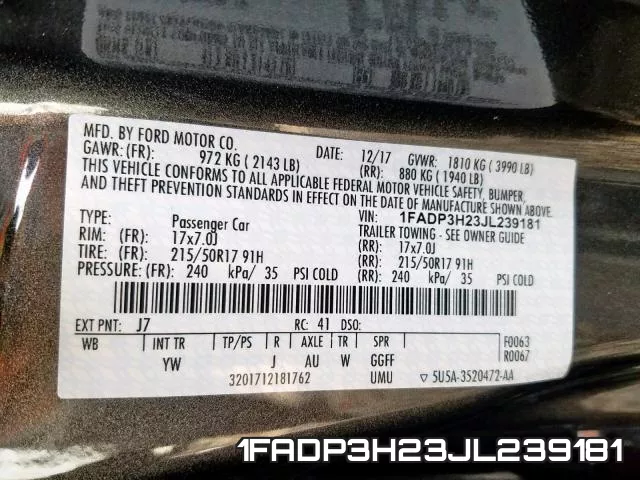 1FADP3H23JL239181 фото 2