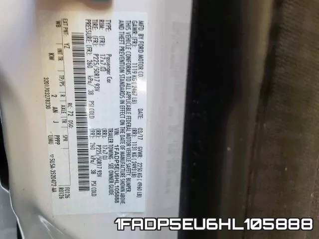1FADP5EU6HL105888 фото 2
