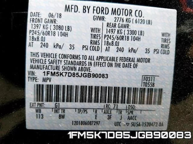 1FM5K7D85JGB90083 фото 2
