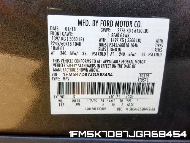 1FM5K7D87JGA68454 фото 2