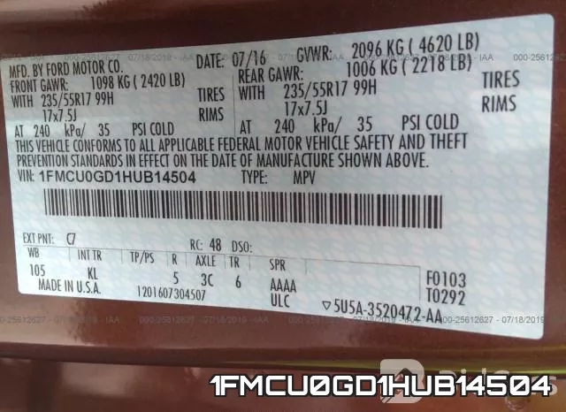 1FMCU0GD1HUB14504 фото 10
