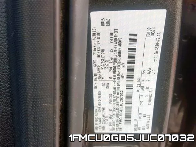 1FMCU0GD5JUC07032 фото 2