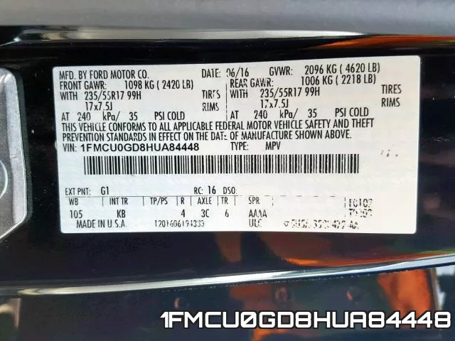 1FMCU0GD8HUA84448 фото 2