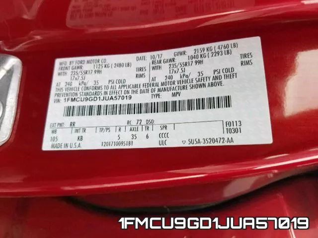 1FMCU9GD1JUA57019 фото 2