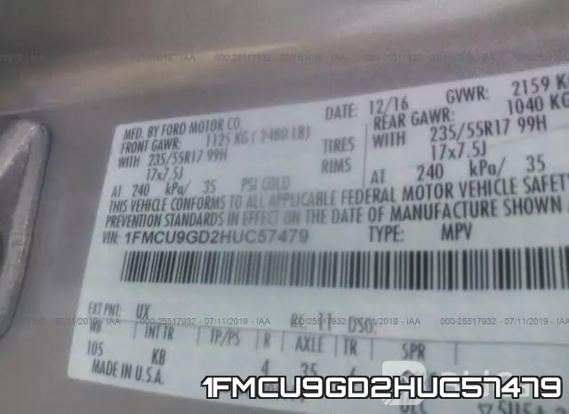 1FMCU9GD2HUC57479 фото 9