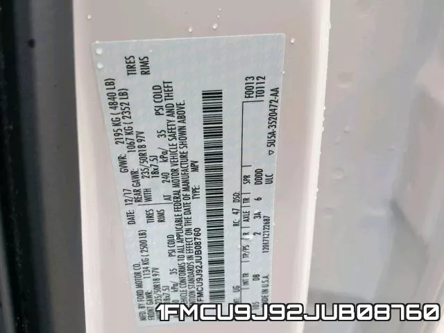 1FMCU9J92JUB08760 фото 2