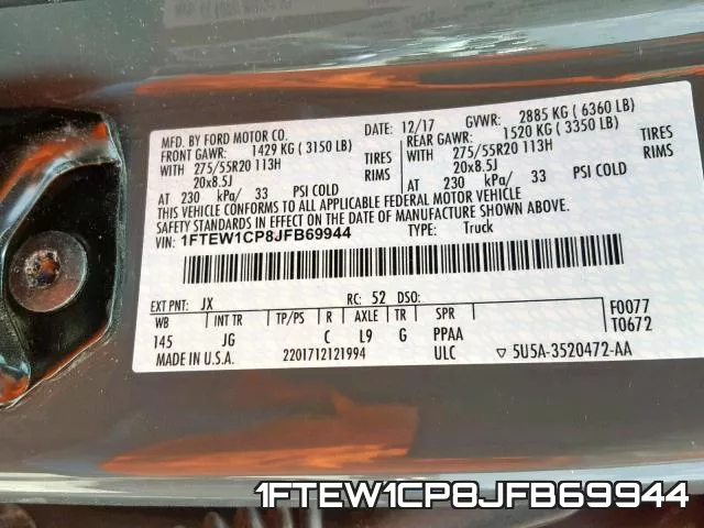 1FTEW1CP8JFB69944 фото 2