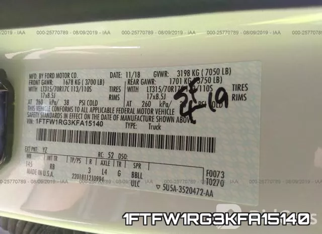 1FTFW1RG3KFA15140 фото 10