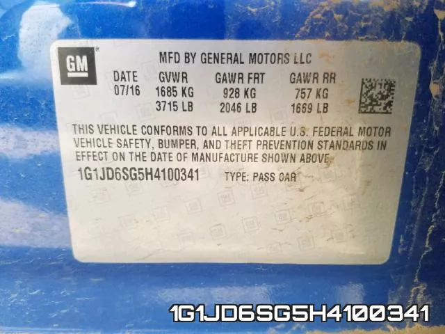 1G1JD6SG5H4100341 фото 2