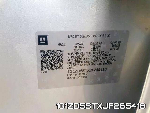 1G1ZD5STXJF265418 фото 2