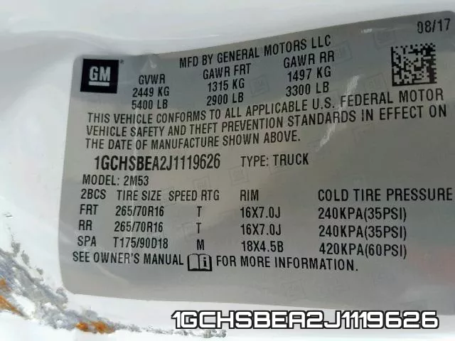 1GCHSBEA2J1119626 фото 2