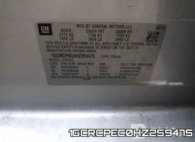 1GCRCPEC0HZ259475 фото 10