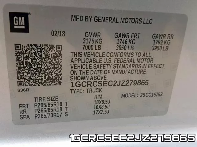 1GCRCSEC2JZ279865 фото 2