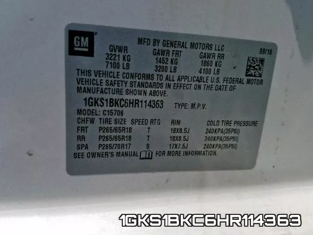 1GKS1BKC6HR114363 фото 2