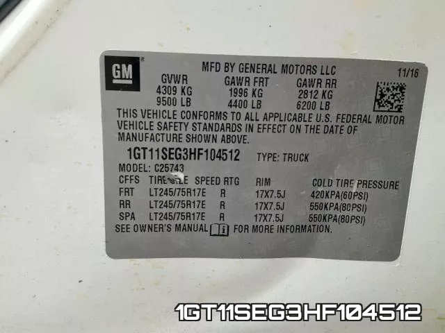 1GT11SEG3HF104512 фото 2