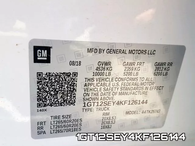 1GT12SEY4KF126144 фото 2