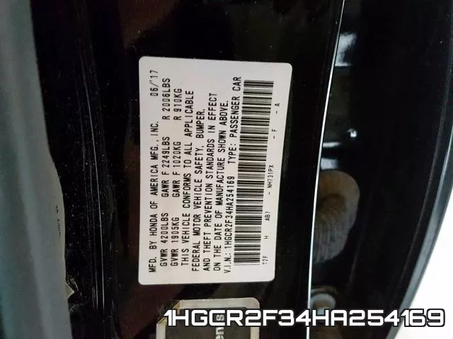 1HGCR2F34HA254169 фото 2