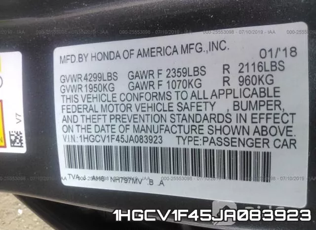 1HGCV1F45JA083923 фото 10