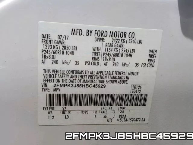 2FMPK3J85HBC45929 фото 2