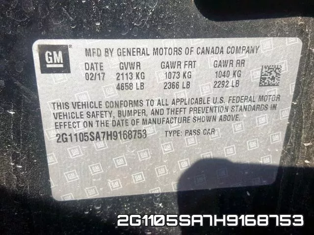 2G1105SA7H9168753 фото 2