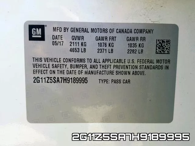 2G11Z5SA7H9189995 фото 2